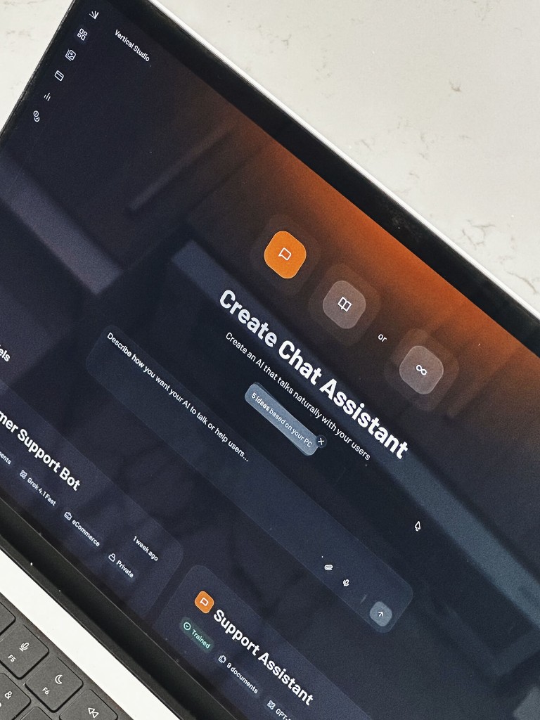Vertical Studio — Create Chat Assistant interface