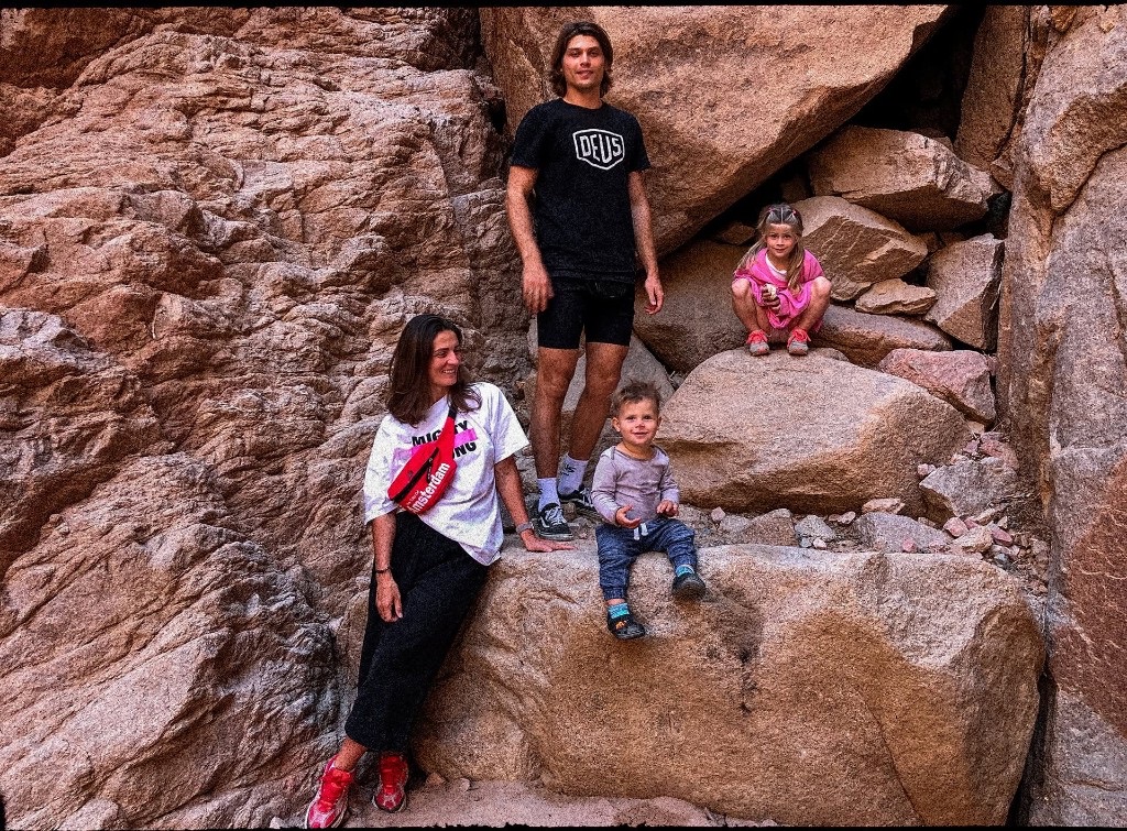 Family on the canyon rocks